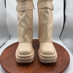 Circus by Sam Edelman Noah Foldover‎ Boots Vanilla Chunky Faux Fur Womens 9.5